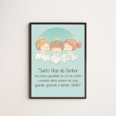 Imagem de Quadro Decorativo Infantil Santo Anjo Senhor Moldura Preta