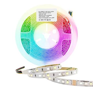 Imagem de Fita de luzes LED RGBWW de 24 V de 30 pés/rolo, regulável RGB branco frio branco quente (2300K-6000K) SMD5050 6 fios luz do dia em ambiente colorido luz RGBCCT Plus, apenas luzes de LED não à prova d'água