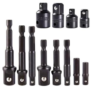Imagem de Conjunto de adaptador e redutor de soquete de impacto, conjunto de extensão, adaptador de broca de soquete, transforma a furadeira elétrica em chave de porca de alta velocidade