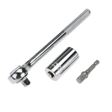 Imagem de Conjunto de Chave Soquete Universal Multifuncional Aço Cromo-Vanádio com Revestimento Cromo Compatível Métrico e Polegada Auto-Ajustável Receptor Catraca Kit Ferramentas Manuais Versátil