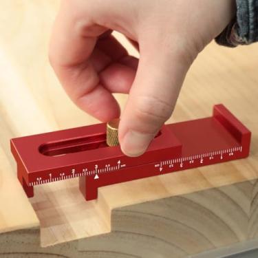 Imagem de Régua de medição de profundidade de madeira de liga de alumínio - medidor de precisão de 5-40 mm, ferramenta de marcação móvel (vermelho)