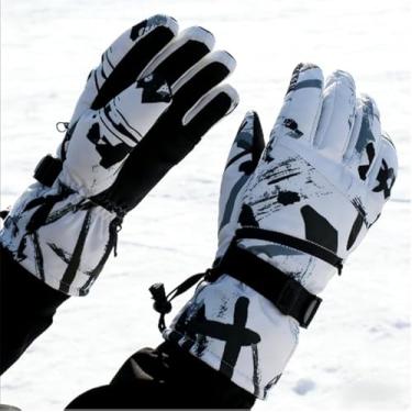 Imagem de Luvas quentes de esqui de inverno, luvas térmicas com função de tela sensível ao toque, luva de snowboard à prova d'água para esportes ao ar livre (cinza, G)