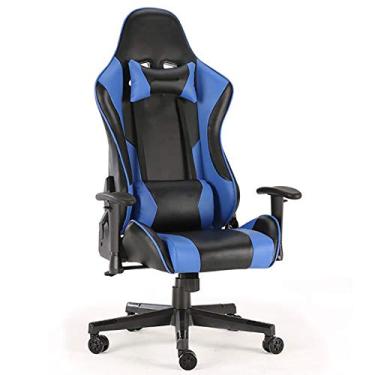 Imagem de Cadeira de escritório cadeira de jogos de corrida PU cadeira giratória ajustável para adolescentes adultos e meninas, cadeira de jogos de encosto alto, cadeira ergonômica de computador de escritório