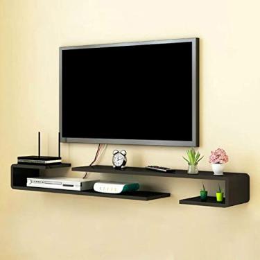 Imagem de Prateleira de parede montada na parede prateleira decorativa de parede prateleira flutuante suporte de TV, console de TV, equipamento audiovisual, prateleiras, decodificador, roteador WiFi, prateleira