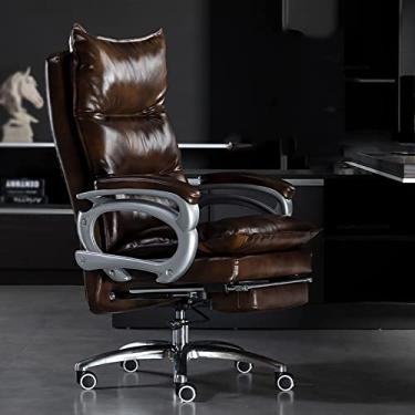 Imagem de Cadeira de jogos ergonômica giratória cadeira de escritório para adultos cadeira executiva de couro PU com encosto alto almofada executiva cadeira giratória de altura ajustável com apoio para os pés e