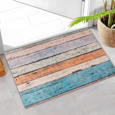Imagem de Darkyazi Tapete de porta colorido 40,6 cm x 61 cm à prova d'água e resistente a manchas, tapetes de baixo perfil, tapete antiderrapante de PVC para entrada externa/interna/cozinha (piso colorido)