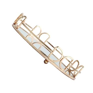 Imagem de 1 bandeja de armazenamento de espelho de vidro para tampo de mesa, bandeja dourada ornamentada com espelho, decoração de casa, bandejas de pia de cozinha para mesa, suporte de cosméticos nórdico de