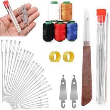 Imagem de Conjunto de agulhas de aço de olho grande, 36 peças, kit de agulhas de costura para acolchoamento artesanal sortido para reparo de acolchoamento de bordado
