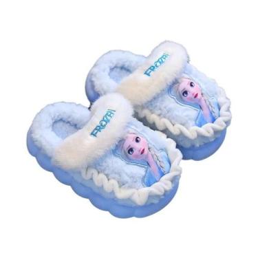 Imagem de Chinelos De Algodão Para Meninas, Rosa, Azul, Princesa Da Disney, Elsa