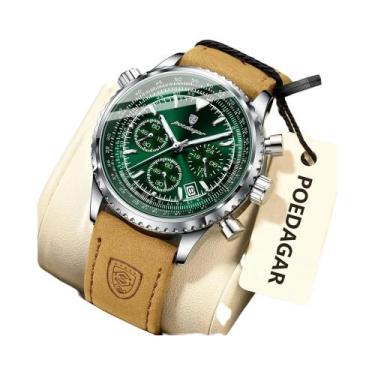 Imagem de Relógio De Couro Luminoso À Prova d'Água Para Homens POEDAGAR, Relógio