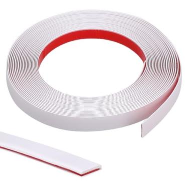 Imagem de Fita adesiva de acabamento branco 0,4'' L × 394'' C Fita de tira total, 2 rolos de fita de acabamento de moldagem autoadesiva para moldura de espelho paredes de azulejo decorativo
