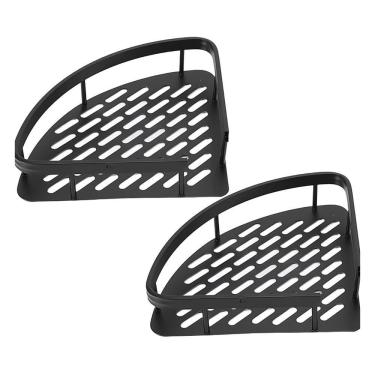 Imagem de Suporte Organizador Shampoo Sabonete Banheiro Preto 2 Unidades