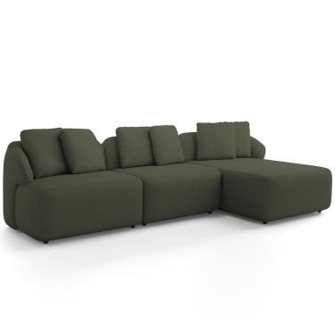 Imagem de Sofá 4 Lugares com Chaise Direito Sala Living 294cm Arlo F04 Linho Verde - Lyam Decor