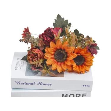 Imagem de Buquê De Flores De Seda Peônia, Girassol E Margarida 1/3 Peças - Flore