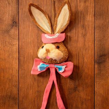 Imagem de Decoração Pendente Cabeça Coelho Laço Enfeite Páscoa De 90cm