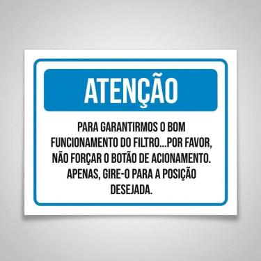 Imagem de Placa Acm Atenção Garantirmos Funcionamento Filtro 18X23