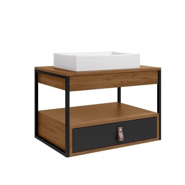 Imagem de Gabinete Para Banheiro Harley Com 1 Gaveta E Cuba Dalla Preto-canela-preto Preto-canela-preto