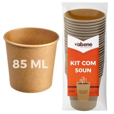 Imagem de 50un Copo Descartável De Papel Ecologico 85ml Kraft Kraft - Vabene