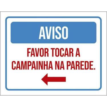 Imagem de Kit 10 Placa Acm Aviso Tocar Campainha Parede 18X23 - Sinalizo