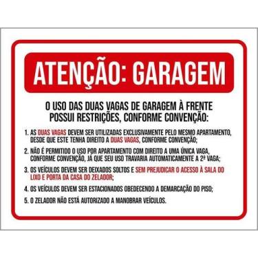 Imagem de Kit 10 Placa Acm Atenção Garagem Uso Vagas 18X23 - Sinalizo