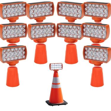 Imagem de Sinalizador Solar Viario Kit 10 Duas Cores Seguranca Noturna Obra Avenida Rodovia Alerta Estrada Transito