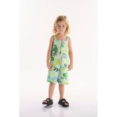 Imagem de Jardineira Infantil para Menino em Molecotton Dinos Três e Já, Verde, 