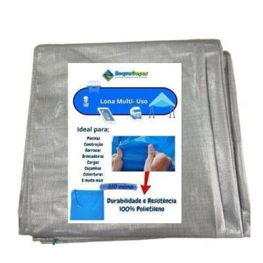 Imagem de Lona Polietileno 6X4 Grossa 300 Micras Multiuso Cinza - Plástica Acamp