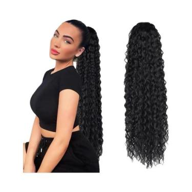 Imagem de Peruca Sintética Cacheada Longa De 24 Polegadas Com Rabo De Cavalo Aju