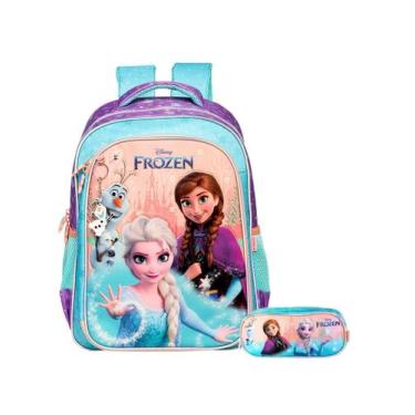 Imagem de Kit Frozen Elsa Anna Mochila Costas + Estojo Duplo - Xeryus