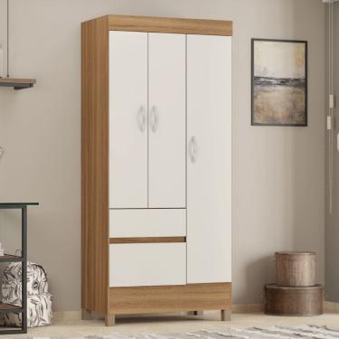 Imagem de Guarda Roupa Roupeiro Windy 3 Portas 2 Gavetas Amendola Touch Off White Demóbile