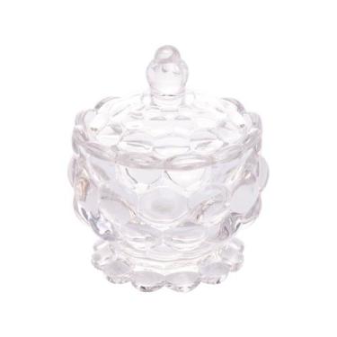 Imagem de Potiche Decorativo C/ Pé de Cristal de Chumbo Bolhas 8,5x11cm - Lyor