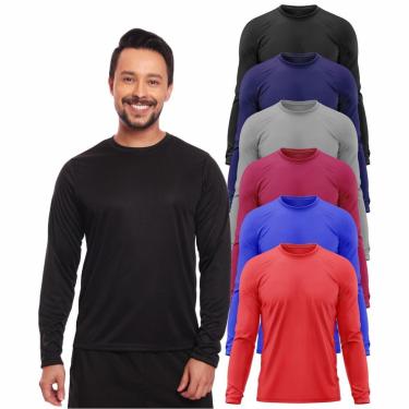 Imagem de Kit 6 Camisas Segunda Pele Proteção Solar Uv Térmica Corrida Bike-Masculino