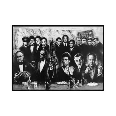 Imagem de Pintura Em Tela Vintage Dos Filmes Godfather, Scarface E Sopranos Para