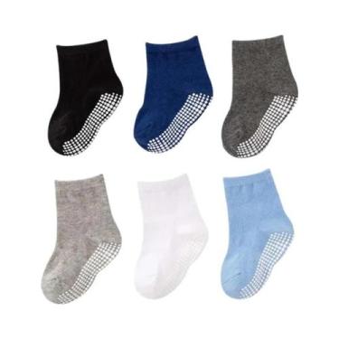Imagem de Meias Antiderrapantes De Algodão Respirável Para Crianças, 6 Pares, Co
