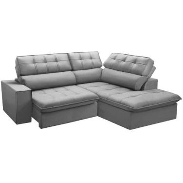 Imagem de Sofá 3 Lugares Retrátil Reclinável Chaise Direito 243cm Solin F04 Velu