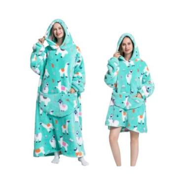 Imagem de Cobertor De Flanela Oversized Com Mangas, Moletom Com Capuz Para Inver