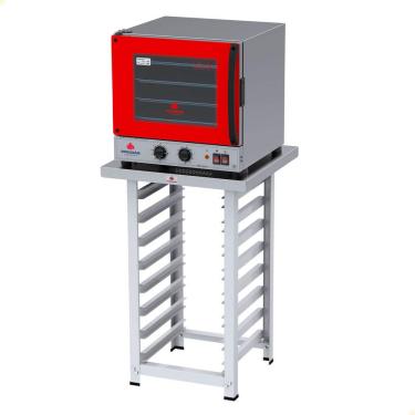 Imagem de Kit Forno Elétrico Progás Turbo Fast Oven Vermelho 4 Esteiras PRP-004 G2 220V e Suporte...