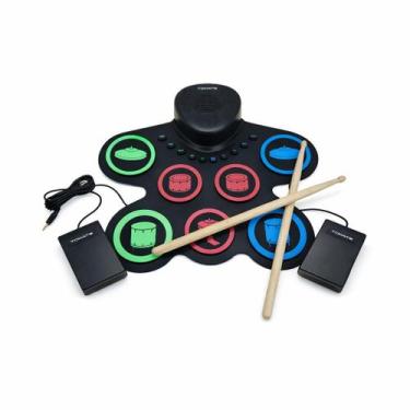 Imagem de Bateria Eletrônica Portátil Roll Up 7 ou 9 Pads Infantil Recarregável 