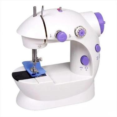 Imagem de Mini Máquina De Costura Reta Portátil Com Pedal 110v/ 220v Cor Branco 