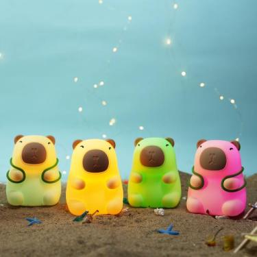 Imagem de Abajur Capivara LED Macio  Luminária Decorativa Multicolorida Luz Notu