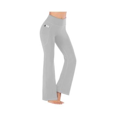Imagem de Calças De Yoga De Cintura Alta Para Mulheres Com Bolsos, Calças Para E
