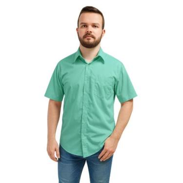 Imagem de Camisa Masculina Social Manga Curta Plus Size - Repelique, Verde, G1