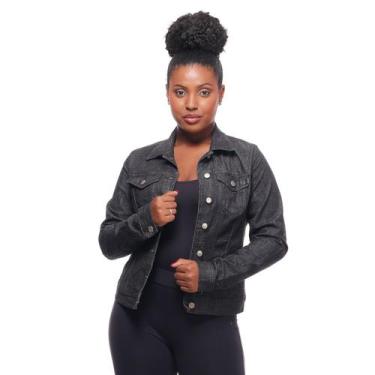 Imagem de Jaqueta Jeans Feminina Básica Jaquetinha Casual Moda Jeans - Black Jea