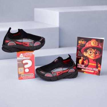Imagem de Tênis Infantil Menino Kidy Energy Baby Respitec Preto Calce Fácil Carrinho Confortável Leve Casual