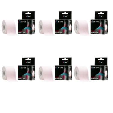 Imagem de Combo 6 Fita Tapping Bandagem 5x5cm Rosa Bebê Aktive