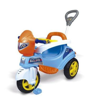 Imagem de Triciclo Maral Baby City Colorido Passeio com Haste Direcionável e Ped