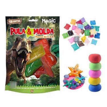 Imagem de Massinha de modelar eva pula e molda dinossauro 15 cores - Magic