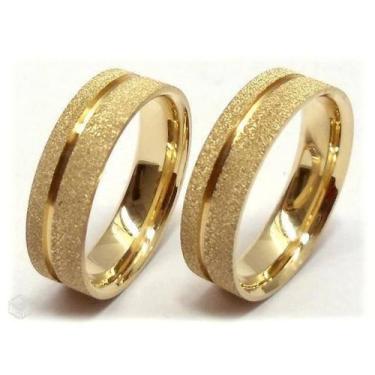 Imagem de Par Alianças Casamento Ouro 18 Kilates 7 Gramas 6 mm Maciça fosca