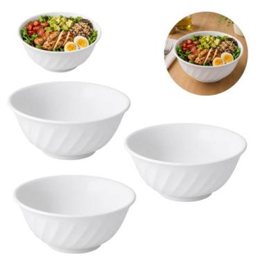 Imagem de Kit 3 Tigelas Saladeira Melamina 1,5L Pote Branco 1500ml - Fx