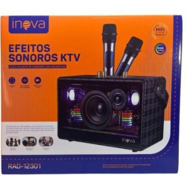Imagem de Caixa de som karaokê bluetooh dois microfones rad-12301 - Inova